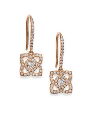 De Beers Enchanted Lotus Diamond & 18k Rose Gold Drop Earrings