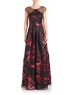 Kay Unger Silk Pleated Ball Gown