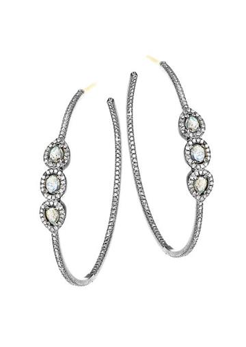 Nina Gilin Labradorite & Diamond Hoop Earrings
