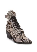 Chloe Python Print Leather Lace-up Ankle Boots