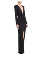 Alexandre Vauthier Jersey Plunging Long-sleeve Gown