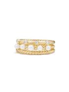 David Yurman Petite Perle Diamond, Pearl & 18k Yellow Gold Ring