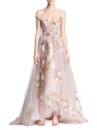 Marchesa A-line Floral Gown