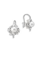 Majorica 7mm White Pearl & Cubic Zirconia Earrings