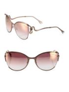 Roberto Cavalli 59mm Mirrored Cat Eye Sunglasses
