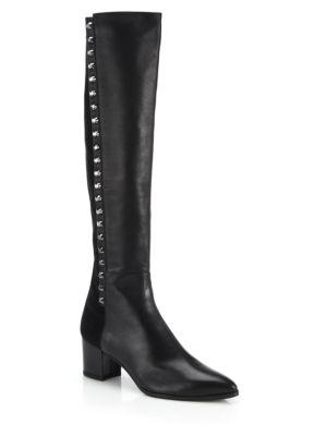 Stuart Weitzman Ballast Lea Embellished Leather Knee-high Boots