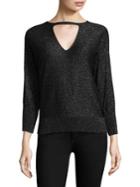 Milly Italian Shimmer Cutout Sweater