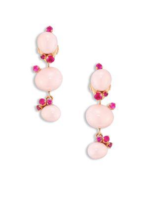 Pomellato Rubies, Pink Ceramic & 18k Rose Gold Drop Earrings