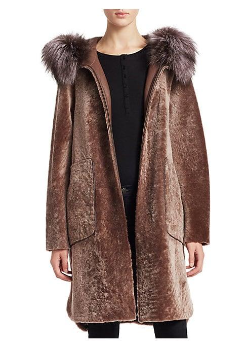 The Fur Salon Lamb & Fox Fur Blanket Coat