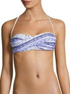Shoshanna Batik-printed Twist Bandeau Bikini Top