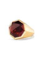 David Yurman Fortune Faceted Signet Ring With Faceted Garnet