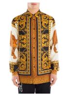 Versace Leopard Silk Woven Button-down Shirt