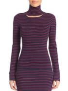 Tanya Taylor Cutout Striped Turtleneck Sweater