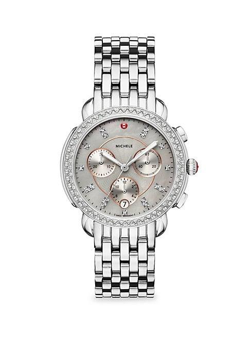 Michele Watches Sidney Stainless-steel Diamond Dial Bracelet Watch