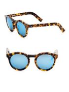 Illesteva Leonard Ii Tortoise Round Mirrored Sunglasses