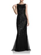 David Meister Solid Sequin Gown