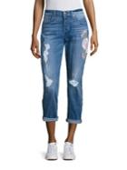 7 For All Mankind Josefina Embroidered Distressed Boyfriend Jeans