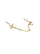 Zoe Chicco Diamond & 14k Yellow Gold Chain Double Single Stud Earring