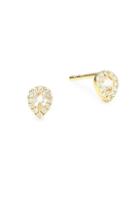 Ef Collection 14k Yellow Gold, White Diamond & White Topaz Teardrop Stud Earrings