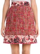 Dolce & Gabbana Floral Jacquard Trim Tweed Skirt