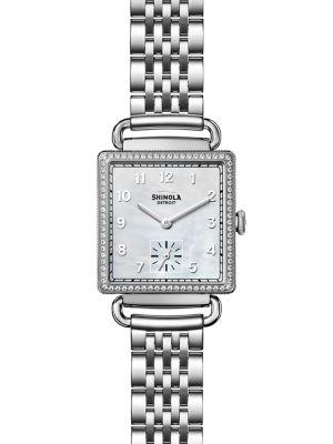 Shinola The Cass Diamond, Mother-of-pearl & Stainless Steel Bracelet Watch