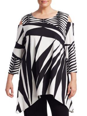 Caroline Rose Wild Card Print Gone Wild Cold-shoulder Tunic