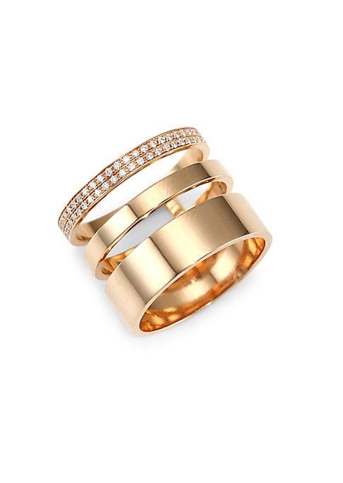 Repossi Diamond Pave 18k Rose Gold Layered Ring