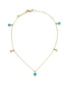 Zoe Chicco Diamond, Turquoise & 14k Yellow Gold Anklet