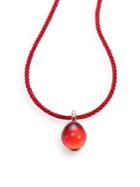 Pomellato Rouge Passion Tangerine Cabochon & Braided Cord Necklace
