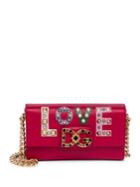Dolce & Gabbana Studded Love & Logo Leather Shoulder Bag