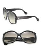 Balenciaga 55mm Square Marbleized Acetate & Metal Sunglasses