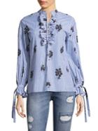 Derek Lam 10 Crosby Embroidered Striped Blouse