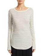 Vince Pinstripe Shirttail Cotton Sweater
