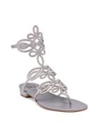 Rene Caovilla Swarovski Crystal-embellished Satin Flat Sandals