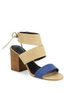 Rebecca Minkoff Christy Leather & Denim Block Heel Sandals