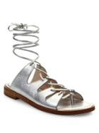 Loeffler Randall Kira Metallic Leather Lace-up Sandals