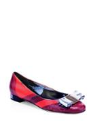 Salvatore Ferragamo Varina Stanarte Carmine Leather Flats