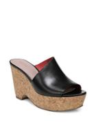 Diane Von Furstenberg Bonnie Black Platform Wedge Sandals