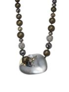Alexis Bittar Lucite Beaded Faux Pearl & Crystal Strand Necklace