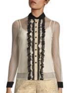 Red Valentino Ruffled Lace Blouse