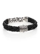 John Hardy Classic Chain Gourmette Silver Link & Leather Bracelet