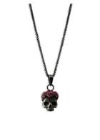 Tateossian Grateful Dead Gothic Rose Skull Stainless Steel Pendant Necklace
