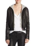 A.l.c. Edison Leather Cropped Jacket And Dickie
