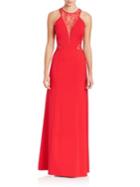 Aidan Mattox Lace-inset Gown