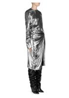 Saint Laurent Metallic Velvet Gathered Dress