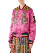 Gucci Reversible Embroidered Silk Bomber Jacket