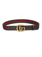 Gucci Gg Leather & Canvas Belt