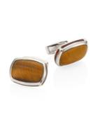 Tateossian Signature Pillow Tiger's Eye Rhodium-plated Sterling Silver Cuff Links