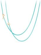 David Yurman Bonaire 14k Gold & Turquoise Enamel Chain Necklace