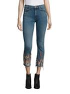 Mother Insider Cropped Flame Detail Jeans